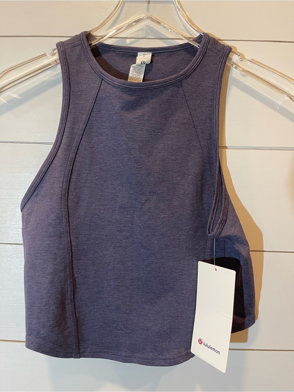 lululemon athletica Sueded Heather PurpleCrewneck Cropped Tank Top Size 8 NWT